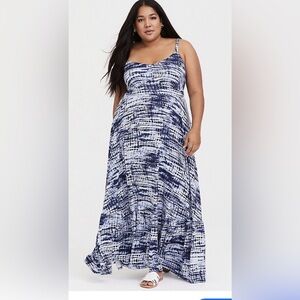 Torrid Navy and White Patterned Maxi Dress